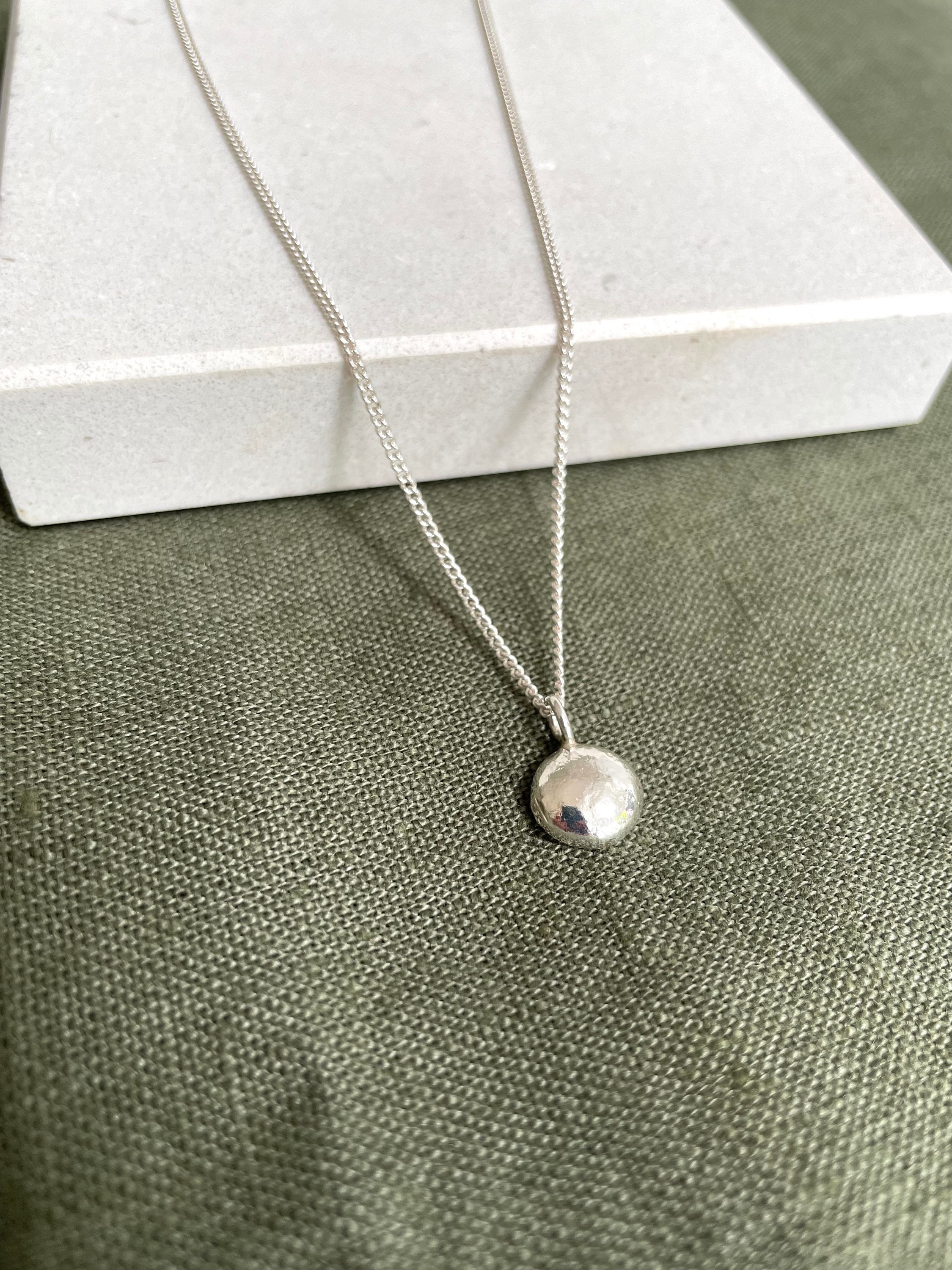 Small Organic Silver Pendant Necklace | Molten Pebble Necklace ...