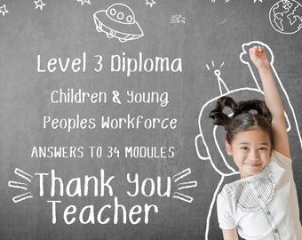 Diploma Nvq niveau 3 bij kinderen en jongeren | Volledige antwoorden op 34 modules | Leraar op school | 2024 | Direct downloaden