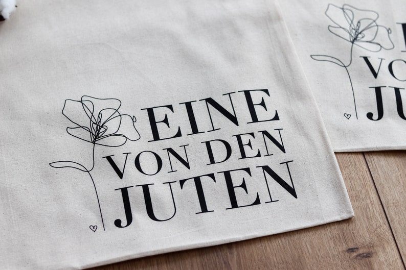 BAUMWOLLBEUTEL Eine von den Juten Blume Tragetasche Baumwolltasche Stoffbeutel Jutebeutel Geschenk Einkaufen Line Art Minimalistisch Bild 3