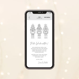 DIGITALE KARTE „Frohe Weihnachten“ Nussknacker | weiß grün beige | Weihnachtskarte | Weihnachtspost Smartphone WhatsApp | personalisiert