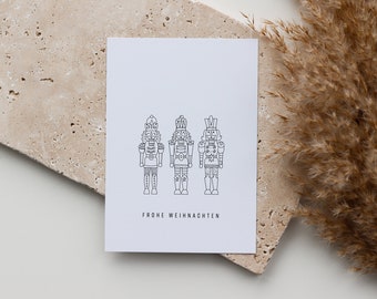 POSTKARTE Frohe Weihnachten Nussknacker | schlicht modern minimalistisch Weihnachtskarte Grußkarte | Weihnachtspost zum Verschicken