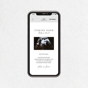 DIGITAL Schwangerschaft verkünden | GEBURTSKARTE GEBURTSANZEIGE  | Baby Mädchen Junge |Versand über Smartphone WhatsApp | personalisiert