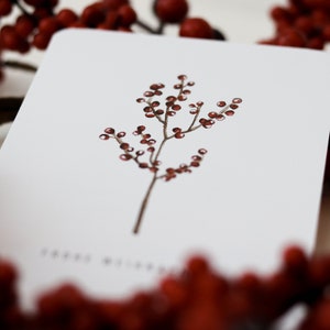 POSTKARTE „Frohe Weihnachten“ Ilexzweig | schlicht modern minimalistisch Weihnachtskarte Grußkarte | Weihnachtspost zum Verschicken