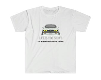 Das Leben ist zu kurz, um langweilige Autos zu fahren | E36 Auto Shirt | Mechaniker Shirts, Autoliebhaber Shirts, Drift Car, BMW Shirts