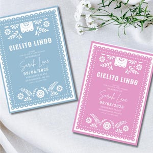 Pink Cielito Lindo Baby Shower Invitation Card, Blue Cielito Lindo Baby Shower, Editable Template, Digital Invite, Canva Editable, Printable