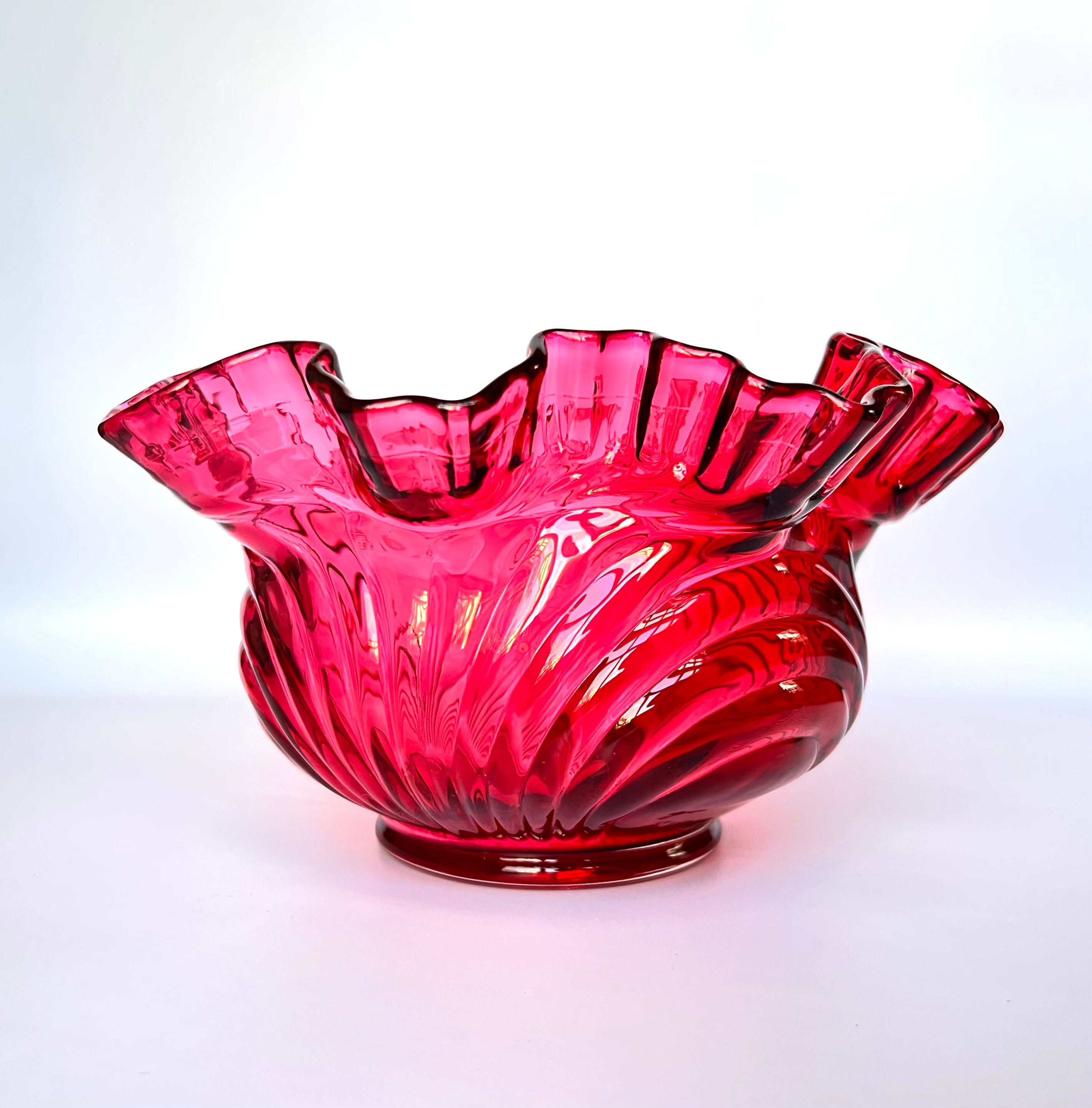 Stunning Vintage Cranberry Glass Bowl or Serving Bowl Etsy UK