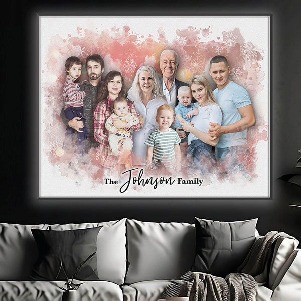 Custom Family Portrait Painting, Mother's Day Gift for Grandma, Personalized Anniversary Gift for Granny Nana Grandmother Mom Mother