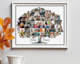 Family Tree Collage, Custom Family Tree Photo, Personalized Family Photo Gift Collage, Birthday Photo Collage, Anniversary Photo Collage