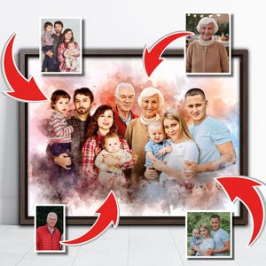 Unique Fathers Day Gift, Add Passed Away Loved One to Family Portrait, Custom Photo Collage, Personalized Family Portrait, Combine Photos