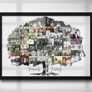 Large Family Tree Art Print, Wall Art Canvas, Big Family Tree Collage, Custom Pictures Collage, Personalized Wall Decor, Family Sign