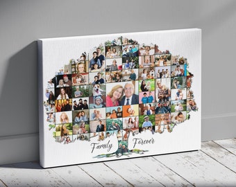 Family Tree Photo Collage Art Print: Personalized Canvas Wall Decor