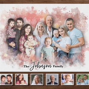 Custom Memorial Family Portrait, In Loving Memory of Husband Wife, Painting Commission, Deceased Loved One, Remembrance Sympathy Gift Canvas