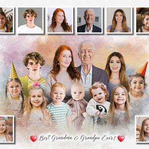 Birthday Gift for Grandparents from Grandkids | Personalized Family Portrait | Custom Painting | Gift for grandma | Grandparent Gift