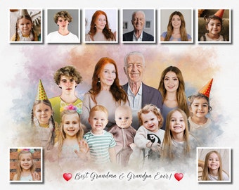 Personalized Family Portrait: Birthday Gift for Grandparents