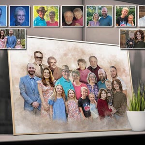 Bereavement Gift For Grandma, Custom Watercolor Memorial Family Portrait From Photo, Personalized Remembrance Painting Of Loved Ones