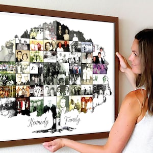 Personalized Family Tree Art Print, Custom Canvas Collage for Christmas Gift, Personalized Family Sign with Custom Pictures Collage