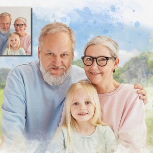 Personalized Painting Gift for Grand Parents, Custom Watercolor Portrait Painting, Grandma Grandpa Custom Print Remembrance