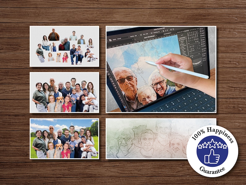 Custom Family Generations Portrait, Four Generations, Watercolor ...