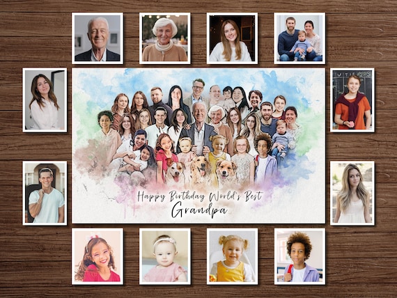 Birthday Gift for Grandparents, Custom Portrait, Personalised Watercolor Family Portrait, Custom Painting, Gift for grandma, grandpa