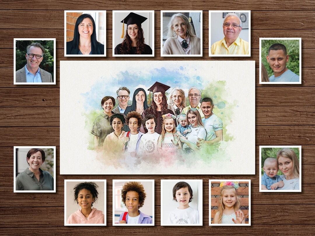Custom Watercolor Graduation Portrait: Personalized Photo Painting Gift ...
