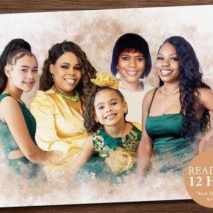 Custom Christmas Memorial Gift on Canvas, Personalized Watercolor Family Portrait for Parents, Custom Deceased Portrait, Loss of Loved Ones