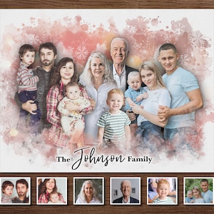 Custom Memorial Painting Portrait Gift on Canvas for Parents, Add Loss of Loved One  to Portrait,  Combine Merge Photos, Deceased Loved One