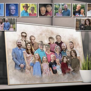 Custom Memorial Portrait for Deceased Loved Ones on Canvas, Add Lost Person to Photo, Personalized Remembrance Gift for Family or Friend