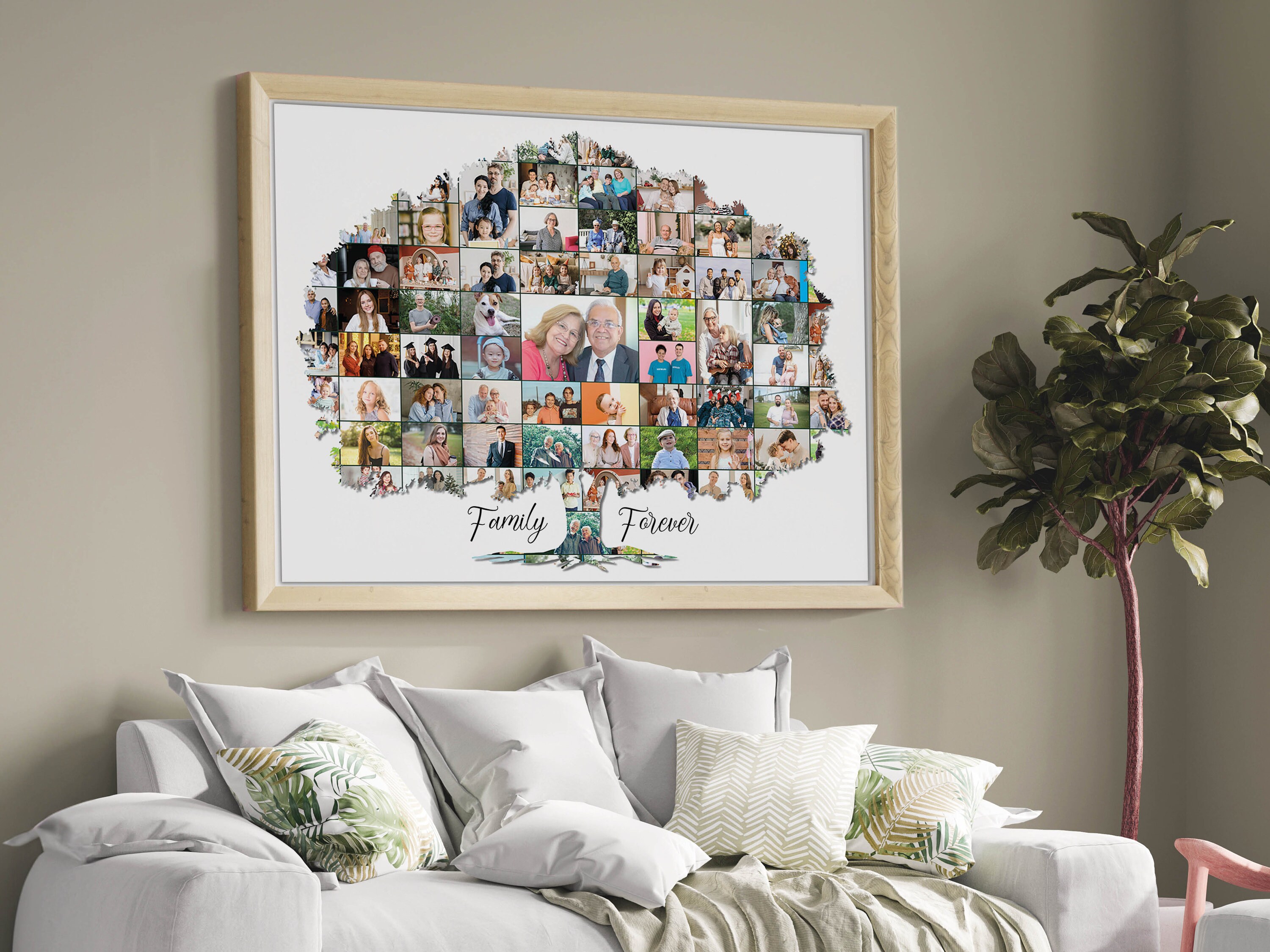 Family Tree Art Print Wall Art Canvas Family Tree Collage Custom ...