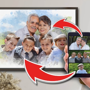 Family Portrait From Different Photos, Loss of Father Gift for Daughter, Add Deceased Loved One to Photo, Add Passed Away Person to Picture