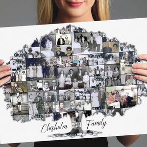 Family Reunion Photo Gift, Custom Family Tree Collage, Personalized Family Tree Photo, Unique Picture Collage Gift for Grandparents Birthday