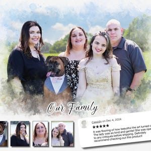 Custom Watercolor Family Portrait Personalized Memorial Painting Add Loved One Photo Perfect Keepsake Gift for Parents Grandparents Grandma