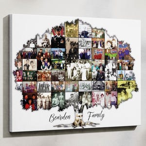 Family Tree Wall Art Collage Custom Photo Collage Canvas Custom Pictures Collage Personalized Wall Decor Sign Print, Gift for Grandparents