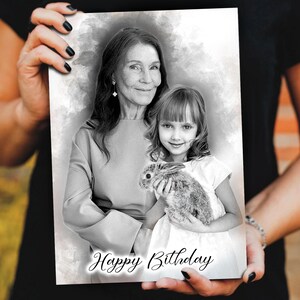 Custom Memorial Portrait, Add Deceased Loved One to Photo, Family Portrait from Multiple Photos, Sentimental Remembrance Gift, black white