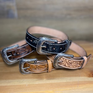 Kids Genuine Leather Embossed Belt Cinto de Piel Cincelado para Niños