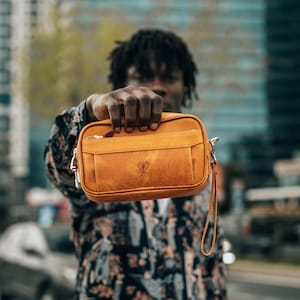 Genuine Leather Lockable Clutch – Organizer Bag with Secure Zipper