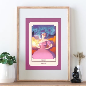 Póster de virgo imprimible, Signo del Zodiaco, Horóscopo, Ilustración imprimible, descarga digital, cartel imprimible