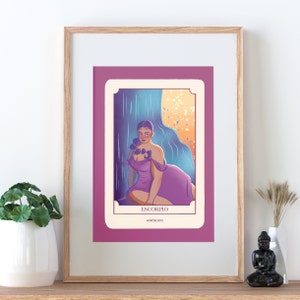 Póster de escorpio imprimible, Signo del Zodiaco, Horóscopo, Ilustración imprimible, descarga digital, cartel imprimible