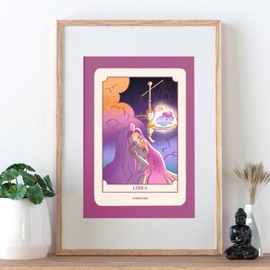 Póster de libra imprimible, Signo del Zodiaco, Horóscopo, Ilustración imprimible, descarga digital, cartel imprimible
