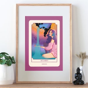 Printable Aquarius Poster, Zodiac Sign, Horoscope, Printable Illustration, digital download, printable poster