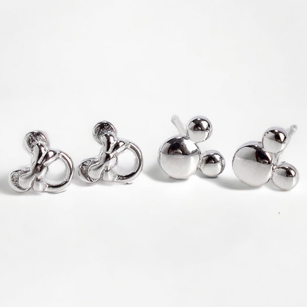 Lovely Silver Mouse Earrings Stud, Cartoon Earrings, Mickey Mouse Earrings, Mickey Mouse Head, Minnie Mouse Stud Earrings, S925 Earrings