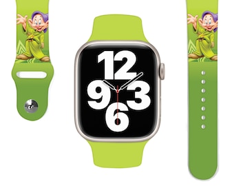 Disney seven dwarfs Dopey apple watch band, Snow White apple watch band, apple watch strap, silicon apple watch band, disney travel -660