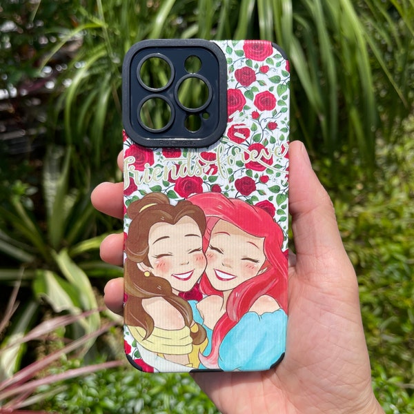 Disney Theme park iPhone Case, Disney Princess Ariel and Belle with rose iPhone 12 Case iPhone 13 Pro case iPhone 14 Pro Max and more, m2076