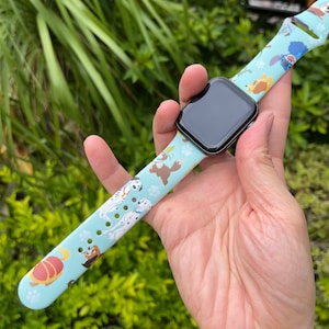 Disney Dogs apple watch band, Theme Park apple watch band, apple watch strap, silicon apple watch band Disney puppies, disney travel -609