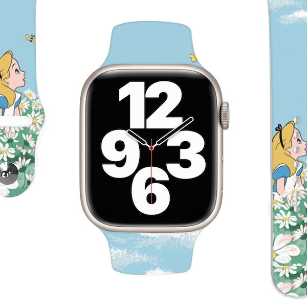 Alice in Wonderland apple watch band, disney apple watch band, apple watch strap, silicon apple watch band, mad hatter tea party -558