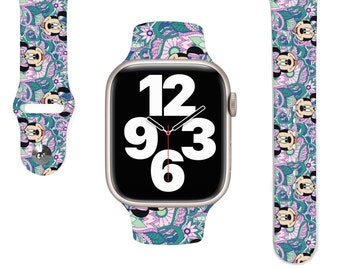 Minnie Mouse apple watch band, Disney apple watch band, apple watch band, apple watch strap, silicon apple watch band floral style -607