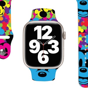 Mickey Mouse apple watch band, Disney apple watch band for Series 7 6 5 4 3 2 1 SE, apple watch strap, silicon apple watch band -013