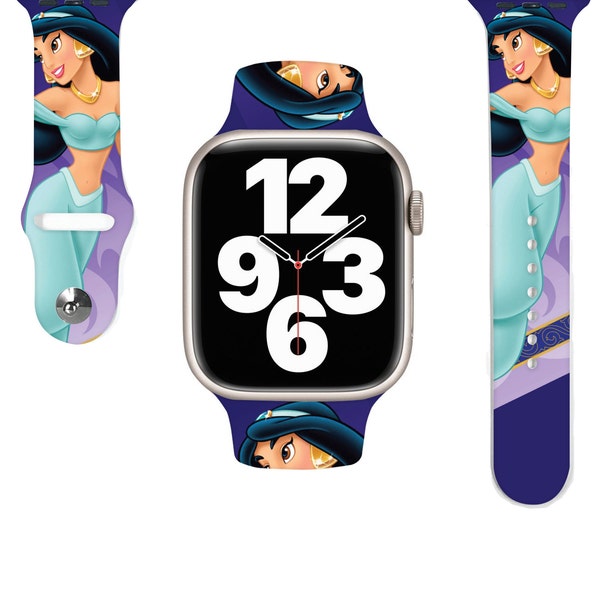 Princess Jasmine apple watch band, disney apple watch band, apple watch strap, silicon apple watch band, Disney Princess -477a