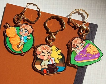 A Seaside Coffee - 2" Filipino Food Double Sided Acrylic Keychain (SEE DESCRIPTION)
