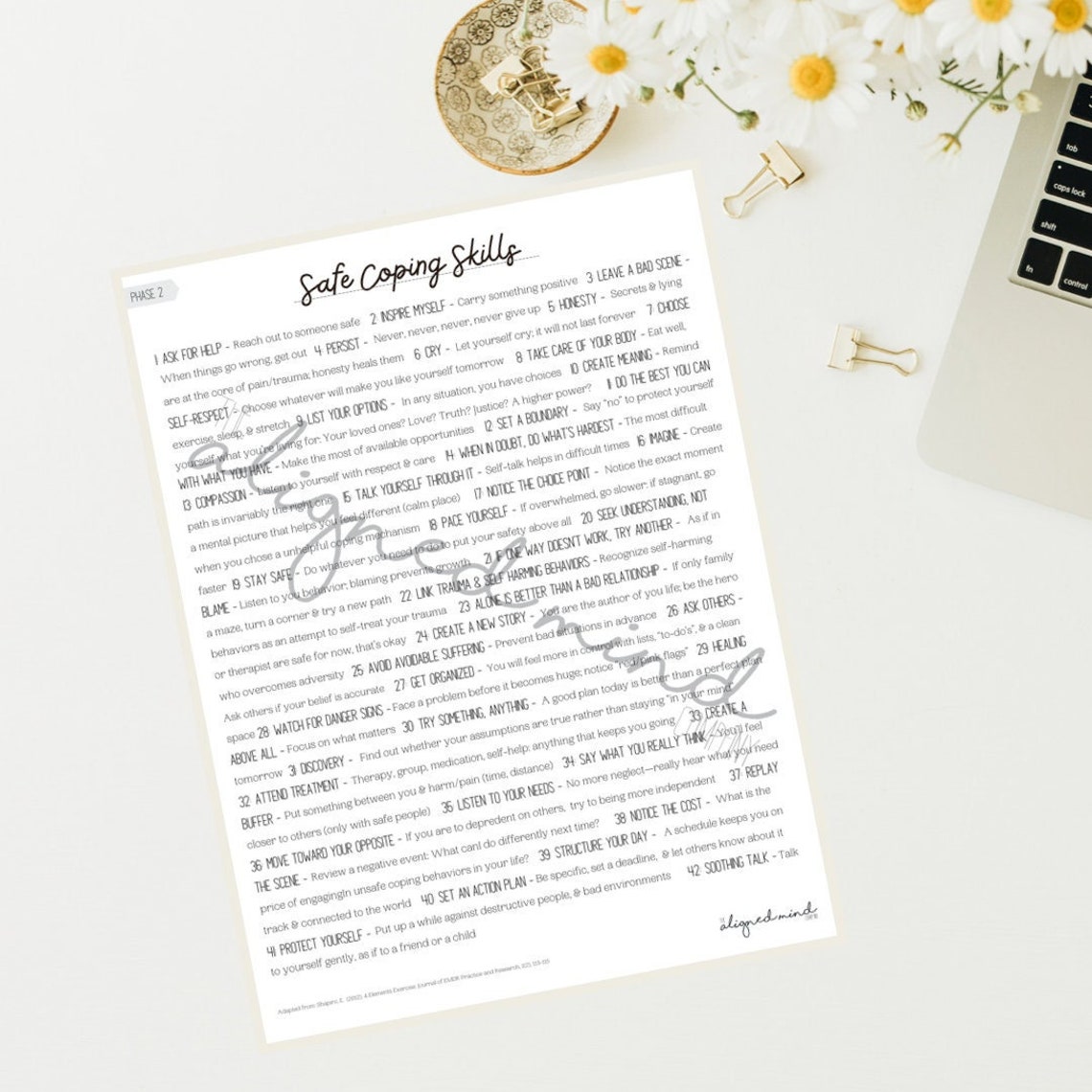 Safe Coping Skills List | Adapted From Seeking Safety | EMDR Prep and ...