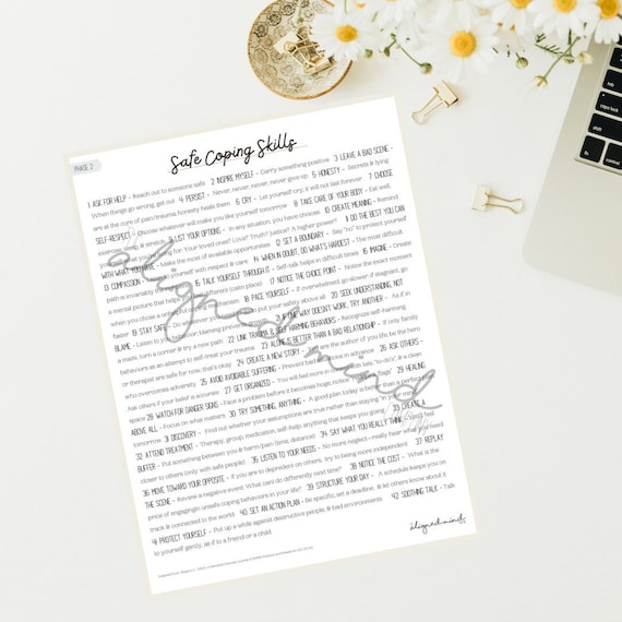 Safe coping skills from seeking safety free worksheets printable
